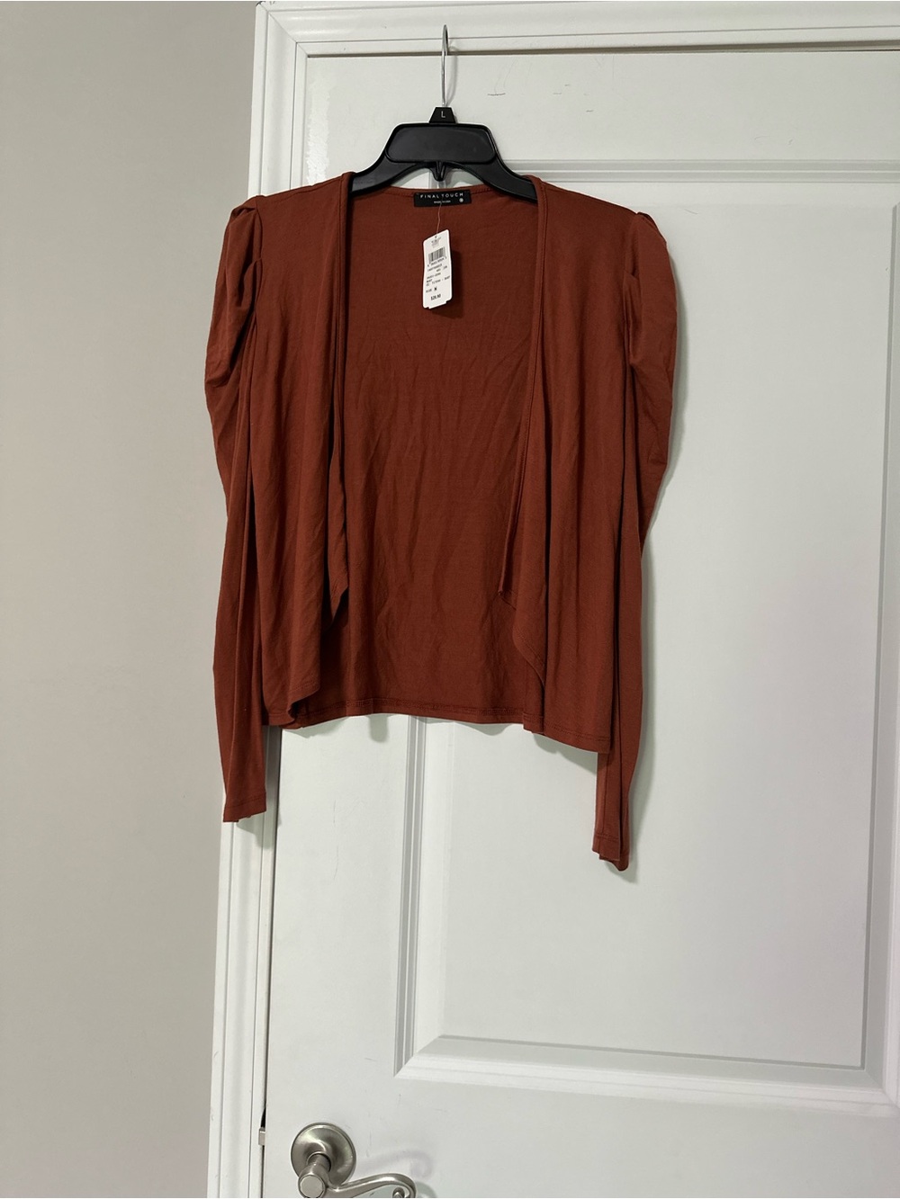 Final Touch Rust Open-Front Cardigan - Picture 2 of 3